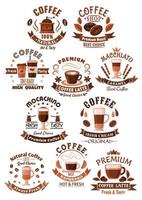 conjunto de café de iconos vectoriales para cafetería o cafetería vector