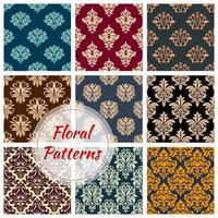 Vectror floral Damask seamless patterns set vector