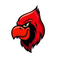 icono de vector de cabeza de pájaro rojo cardenal
