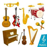 Musical instruments vector isolated icons