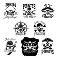 Pirate skull icon and Jolly Roger flag symbol