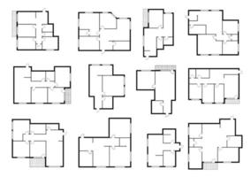 Apartment floor plans, house room layout vector