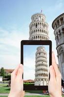 tourist taking photo of Leaning Tower of Pisa