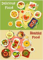 Dinner and lunch food icon set for menu design vector