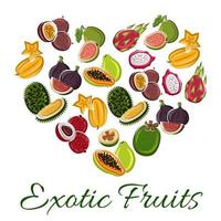 Heart with exotic fruit poster vector