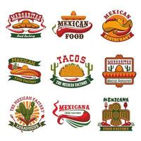 Mexican cuisine fast food restaurant emblem design vector