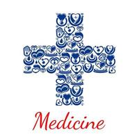 Medicine poster of cross symbol vector hearts