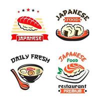 Japanese food symbol set for sushi bar design vector