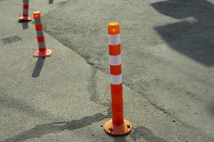 Parking details. Transport fencing. Orange. photo