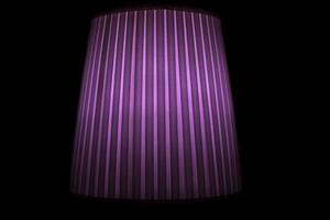 Purple lamp shade. Object in interior. Paper reflected lampshade. Rib. photo