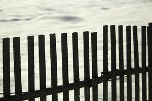 Fence on street. Just fence. Details of suburbs on territory. photo