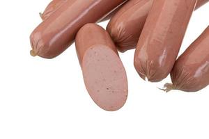 Sausages on white background photo