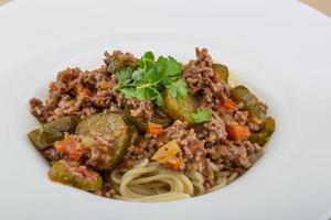 Spaghetti Bolognese on the plate photo