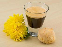 Espresso on wooden background photo