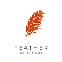 logotipo de ilustración de vector de pluma llameante de fuego rojo