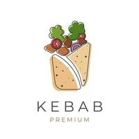 logotipo de ilustración de arte de línea de kebab vector