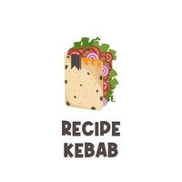 Kebab book kebab recipe vector illustration logo
