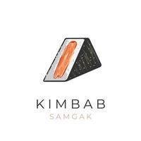 Samgak kimbap vector illustration logo with spicy tuna filling