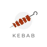 Red meat shashlik shish kebab vector illustration logo