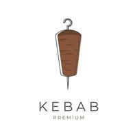 logotipo de ilustración de arte de línea de carne de kebab vector