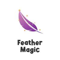 logotipo único de ilustración de vector de pluma mágica en color púrpura