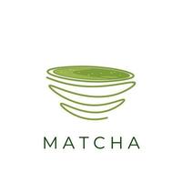 Matcha green tea illustration logo line art vector