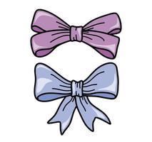 Set of Hand Drawn color Doodle  bow. vector