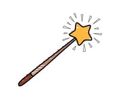 Hand Drawn color Doodle magic wand. vector