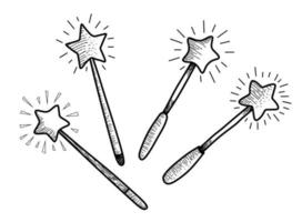 Set of Hand Drawn Doodle magic wand. vector