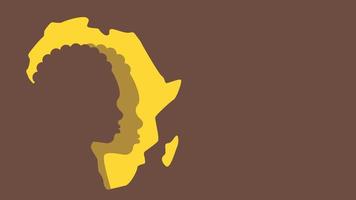 Silhouette of children on the background of the mainland Africa banner with copy space. African childrens day concept. Vector stock illustration.