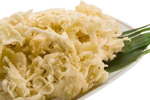 Prawn tempura on the plate and white background photo