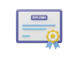 Certificate icon 3d element render vector