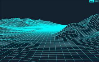 3d estructura alámbrica terreno gran angular eps10 vector