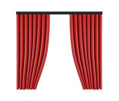 Set of red curtains to theater stage. Mesh vector illustration.