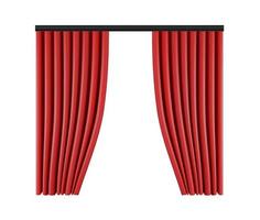 Set of red curtains to theater stage. Mesh vector illustration.