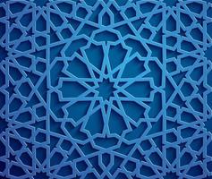 Islamic ornament vector , persian motiff . 3d ramadan islamic round pattern elements . Geometric circular ornamental arabic symbol vector . Blue background