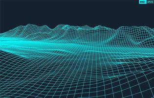 3d estructura alámbrica terreno gran angular eps10 vector