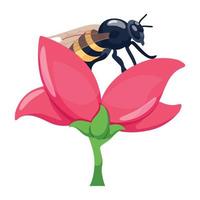 un icono plano cautivador de abeja flor vector