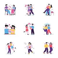 pack of couple romance flat ilustraciones vector