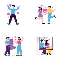 conjunto de ilustraciones planas de romance vector