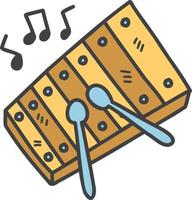 Hand Drawn cute Children xylophone toy illustration vector