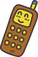 Hand Drawn cute old phone illustration vector