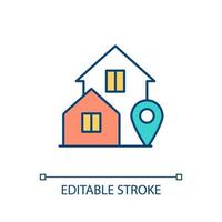 Home location RGB color icon. Real estate and property. City infrastructure. Navigation and address. Isolated vector illustration. Simple filled line drawing. Editable stroke.