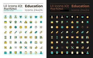 Distance education pixel perfect RGB color ui icons set for dark, light mode. E-learning. GUI, UX design for mobile app. Vector isolated pictograms. Editable stroke.