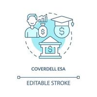 Coverdell ESA turquoise concept icon. Open account. Account type for college savings abstract idea thin line illustration. Isolated outline drawing. Editable stroke. vector