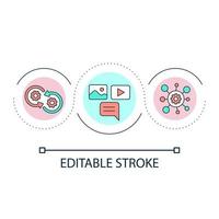 Content loop concept icon. Social media algorithm. Online platform processing. System work abstract idea thin line illustration. Isolated outline drawing. Editable stroke. vector