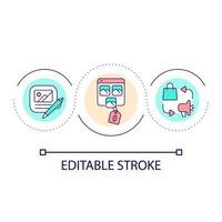 Promotional campaign loop concept icon. Content and products exchange. Social media marketing abstract idea thin line illustration. Isolated outline drawing. Editable stroke. vector