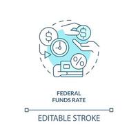 Federal funds rate turquoise concept icon. Bank financial safety. Savings account abstract idea thin line illustration. Isolated outline drawing. Editable stroke. vector