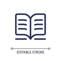 Public library pixel perfect linear ui icon. Assignment writing. Doing homework. Finding info. GUI, UX design. Outline isolated user interface element for app and web. Editable stroke. vector