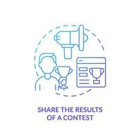 Share results of contest blue gradient concept icon. Technique for embedded media abstract idea thin line illustration. Giveaway winner. Isolated outline drawing. vector